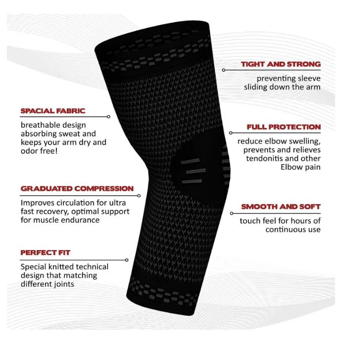 Fitness Elbow Brace Compression Support Sleeve for Tendinitis, Tennis Elbow, Golf Elbow Treatment