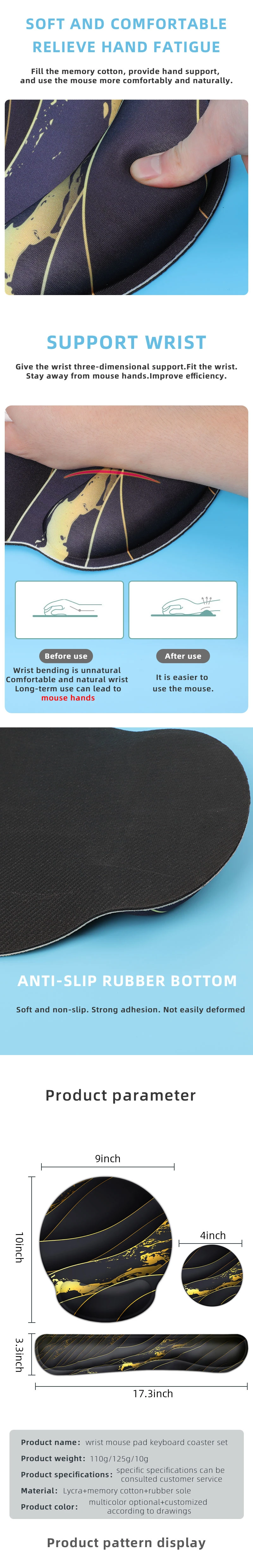 Keyboard Wrist Rest Pad, Mouse and Keyboard Wrist Support Pad Set, Gel Wrist Cushion Support for Working Gaming Home (Mouse Pad&Wrist Rest) , Cup Mat