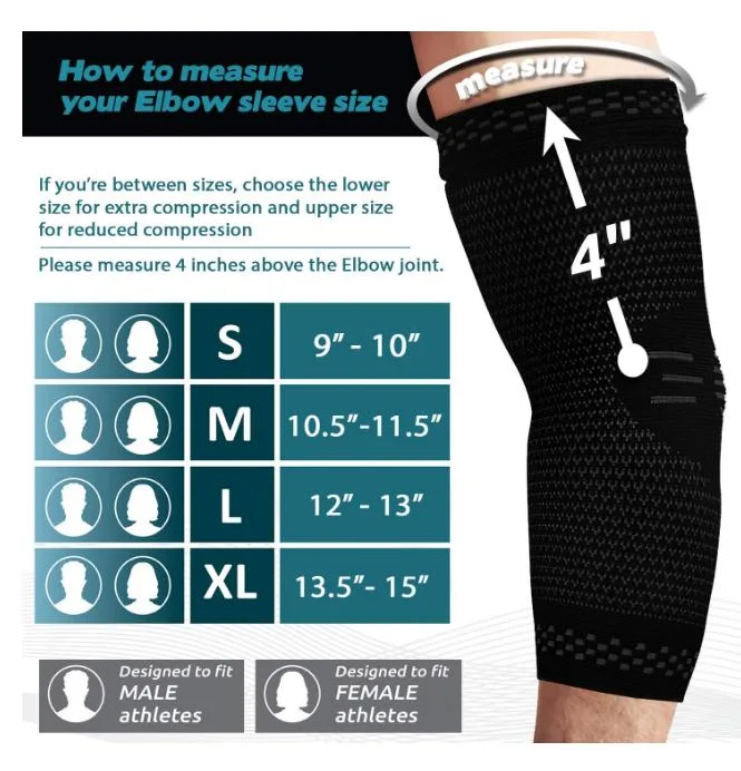 Fitness Elbow Brace Compression Support Sleeve for Tendinitis, Tennis Elbow, Golf Elbow Treatment